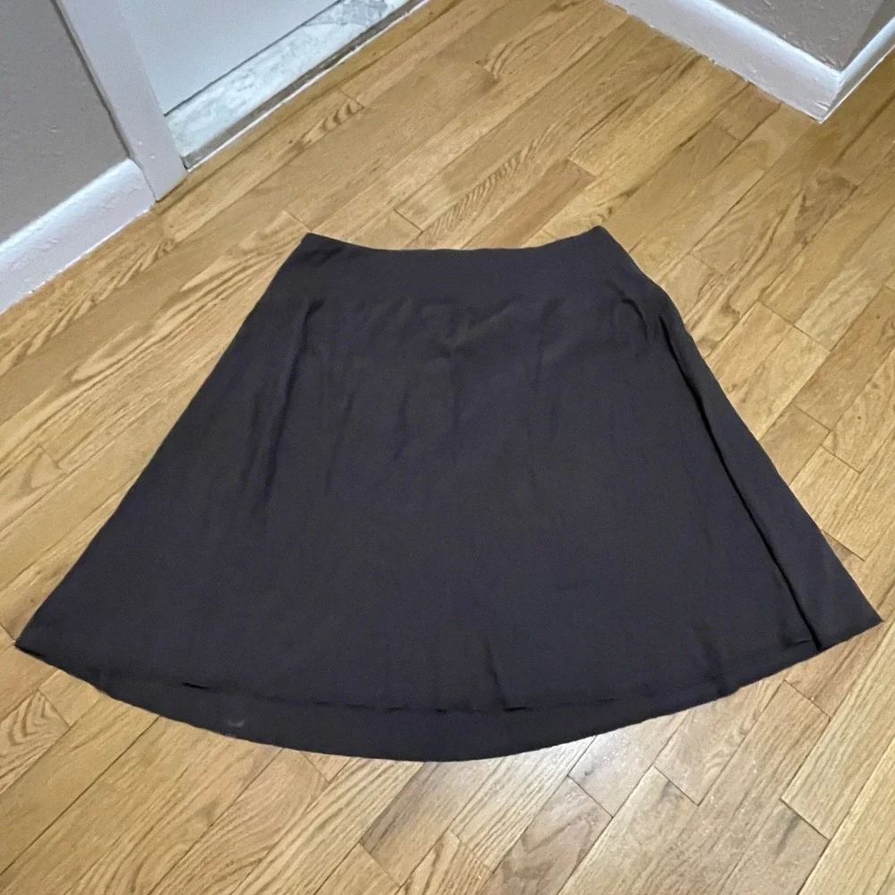 Life Is Good brown A-Line Skirt with Painted Floral Motifs